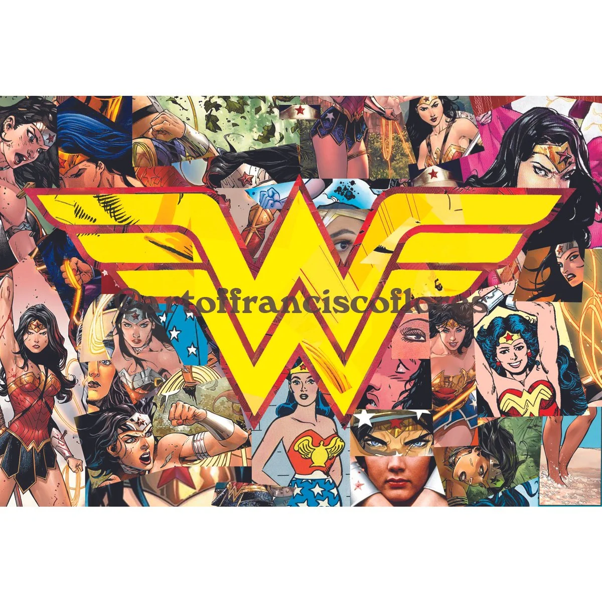 Wonder Woman Comic Book Collage 4x6 Postcard — art of francisco